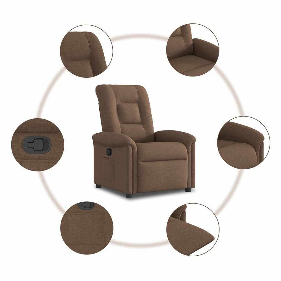 Fauteuil verstelbaar stof bruin