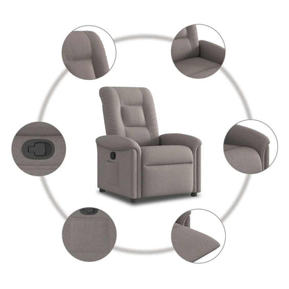 Fauteuil verstelbaar stof taupe
