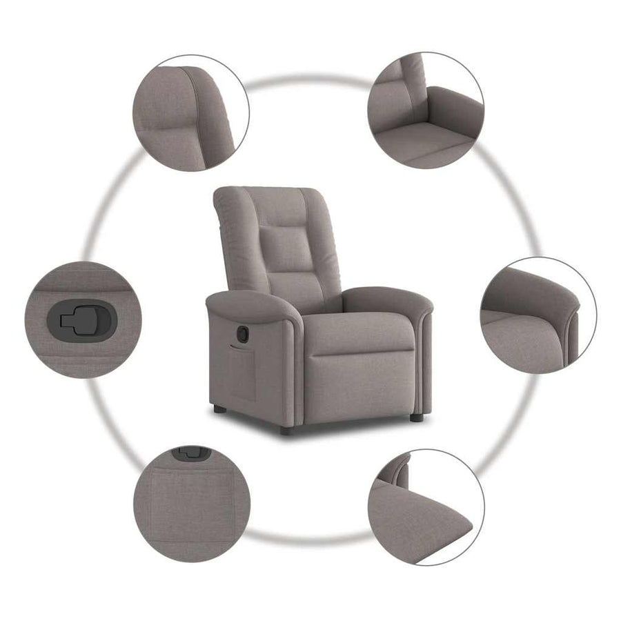 Fauteuil verstelbaar stof taupe
