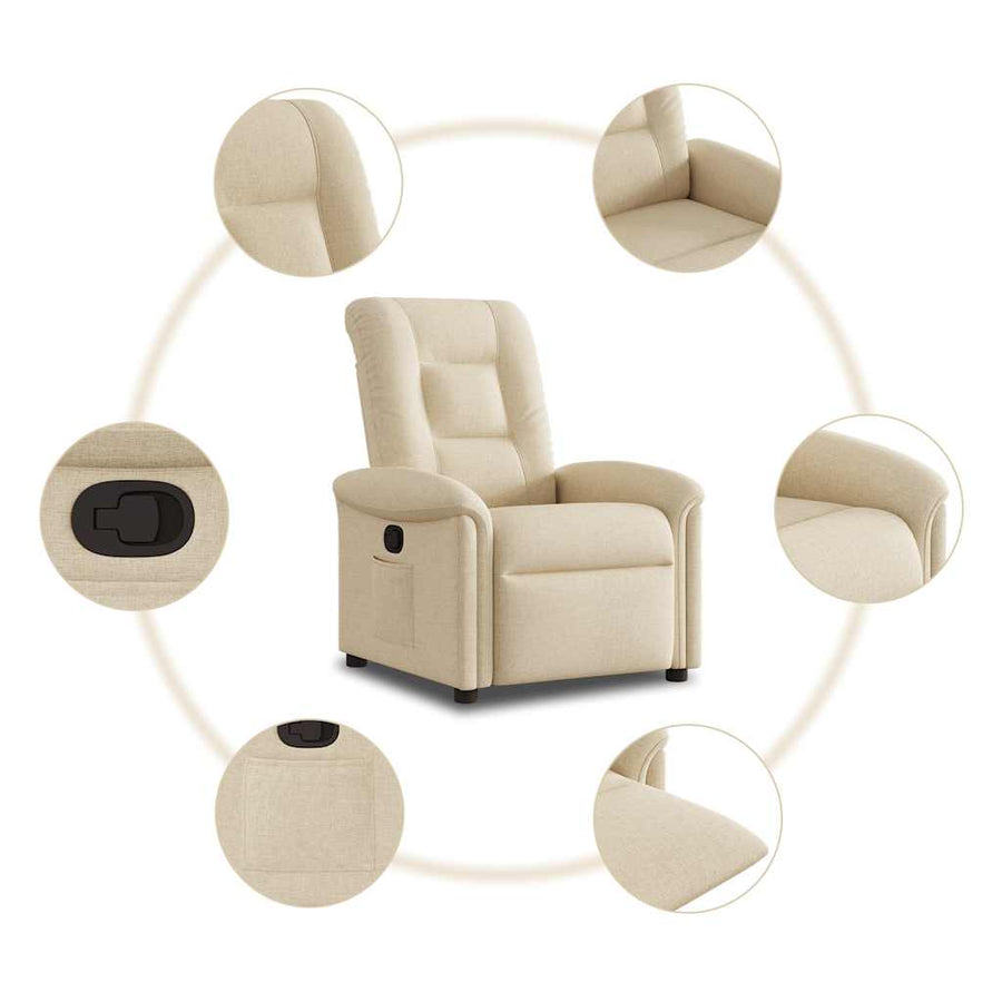 Fauteuil verstelbaar stof crèmekleurig