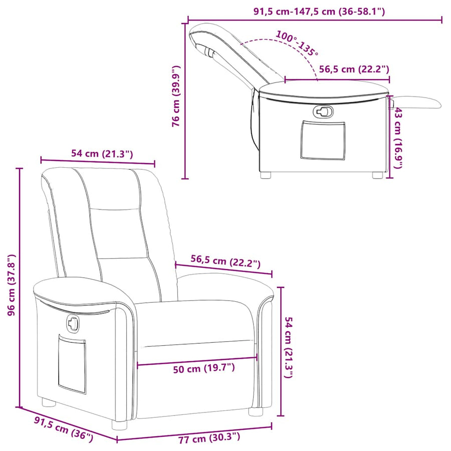 Fauteuil verstelbaar stof crèmekleurig