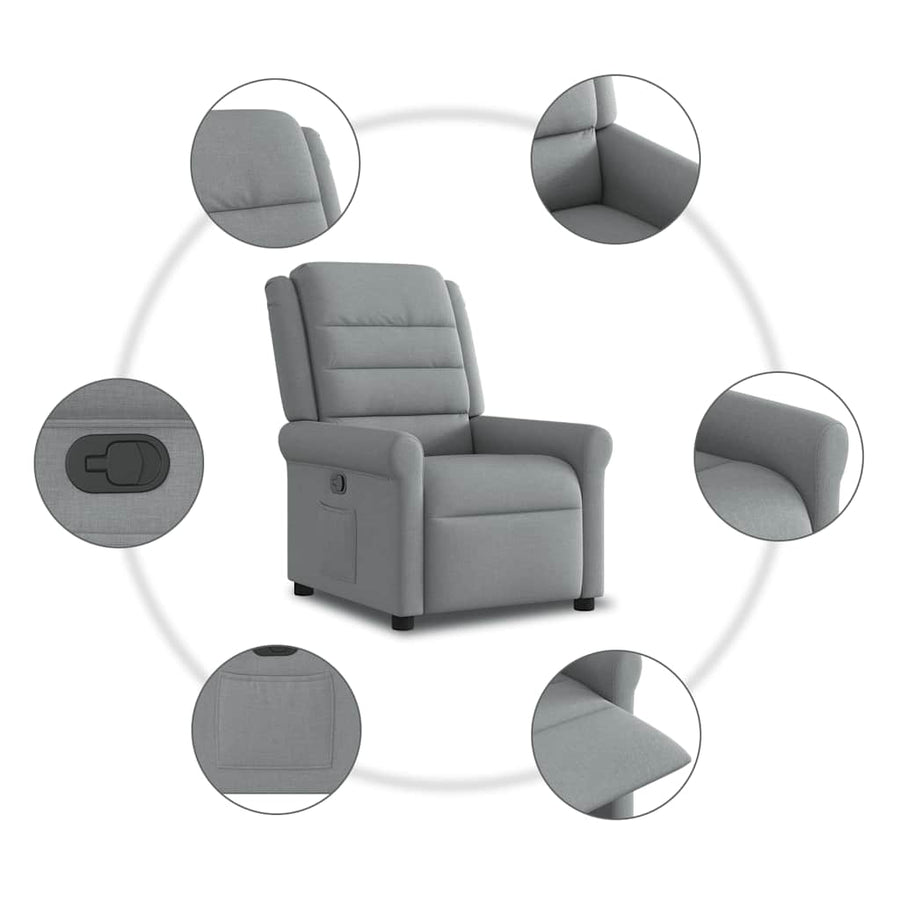 Fauteuil verstelbaar stof lichtgrijs