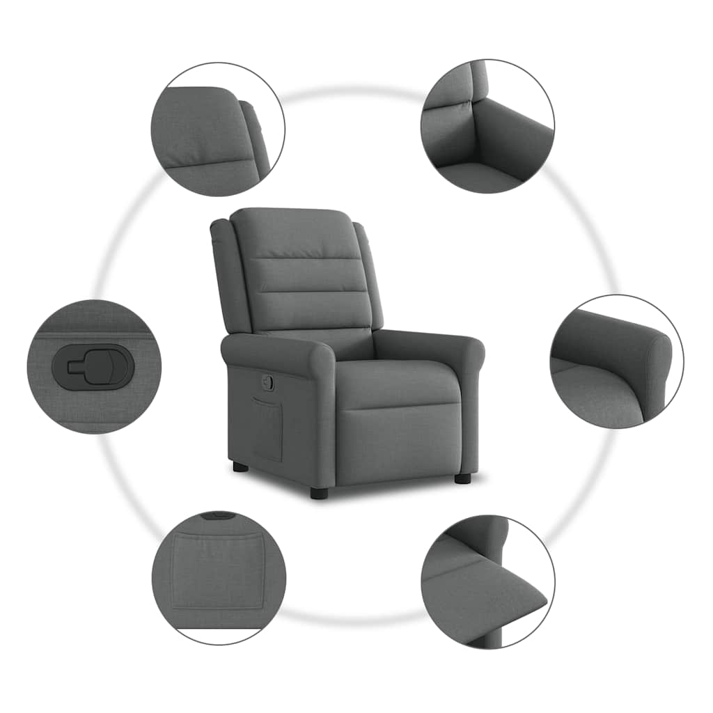 Fauteuil verstelbaar stof donkergrijs