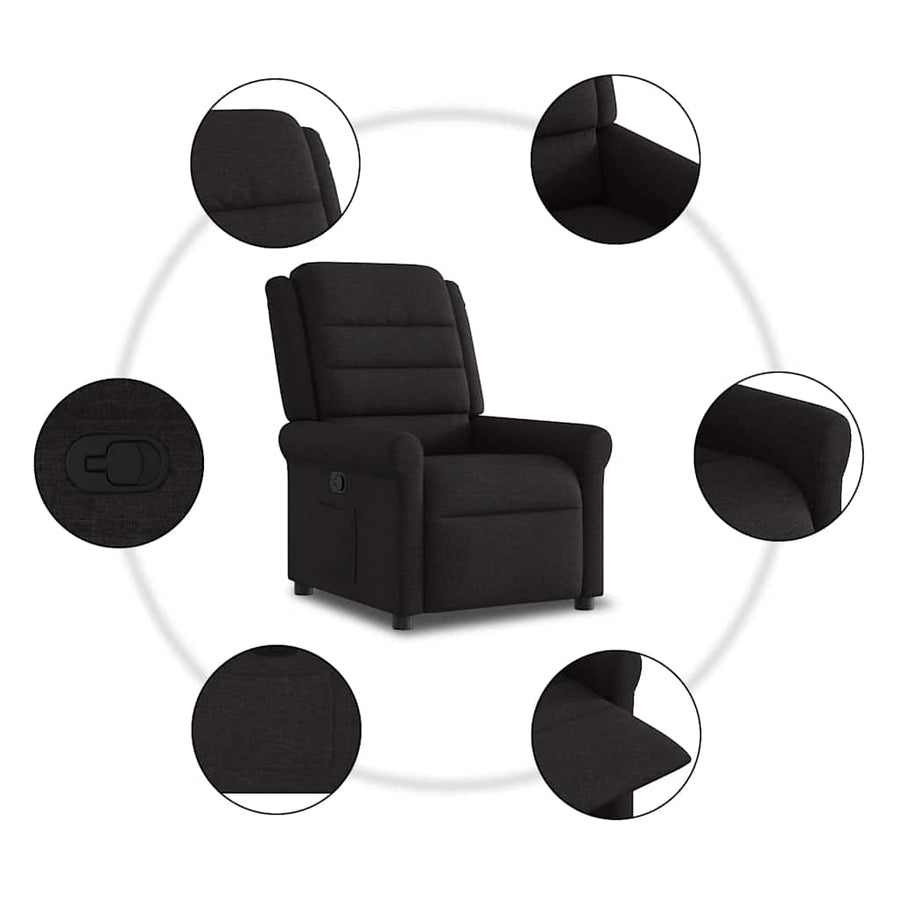 Fauteuil verstelbaar stof zwart