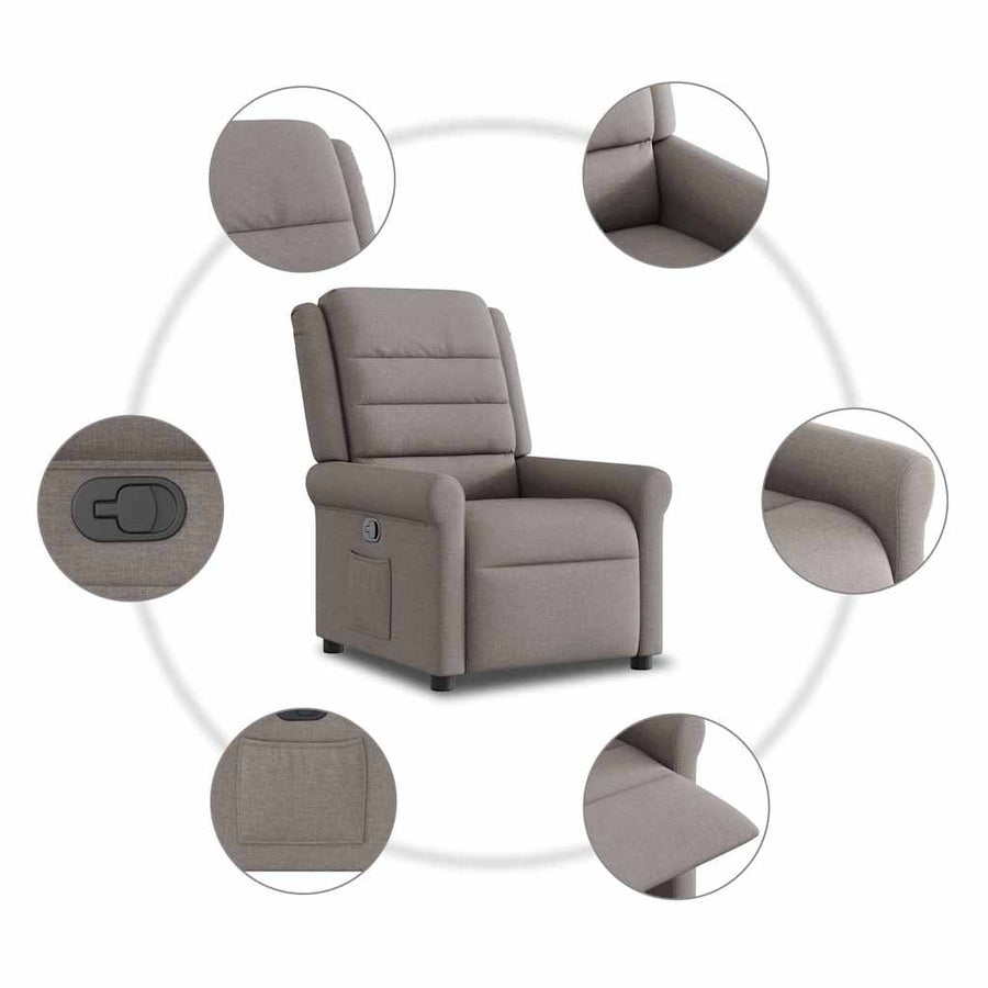 Fauteuil verstelbaar stof taupe