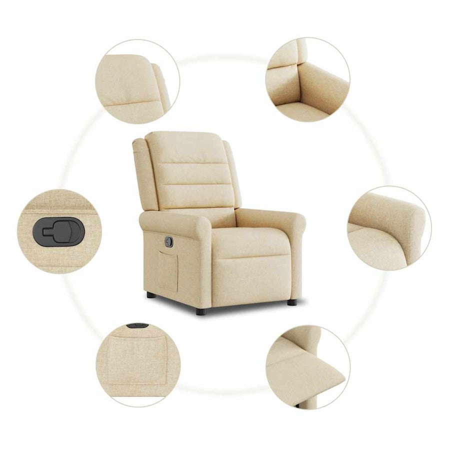 Fauteuil Verstelbaar Stof Kleurig Crème 1 Nee