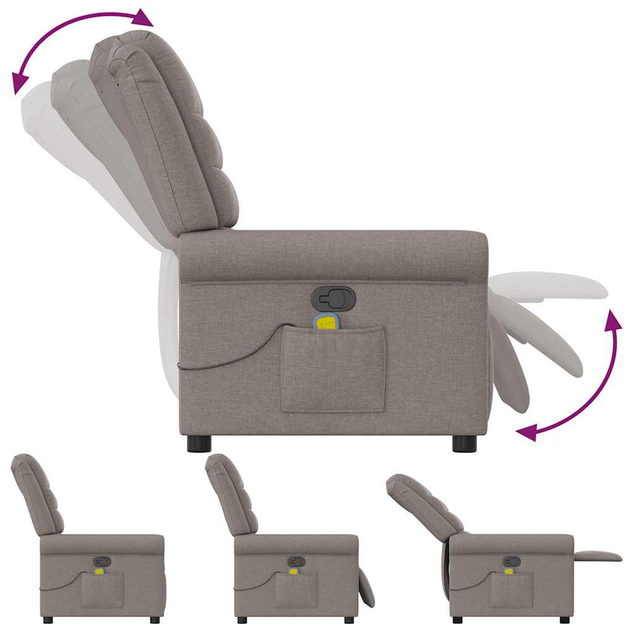 Massagestoel verstelbaar stof taupe