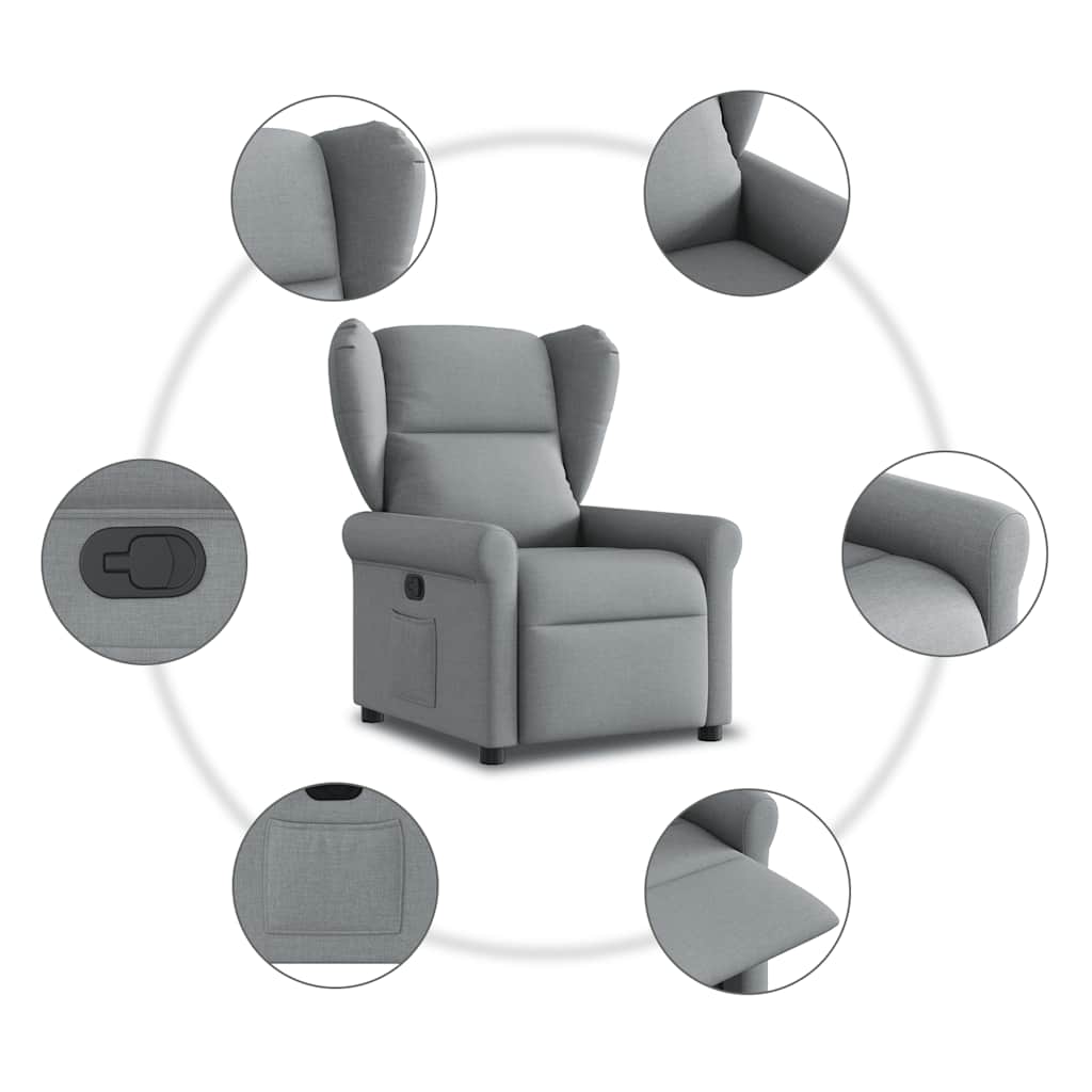 Fauteuil verstelbaar stof lichtgrijs