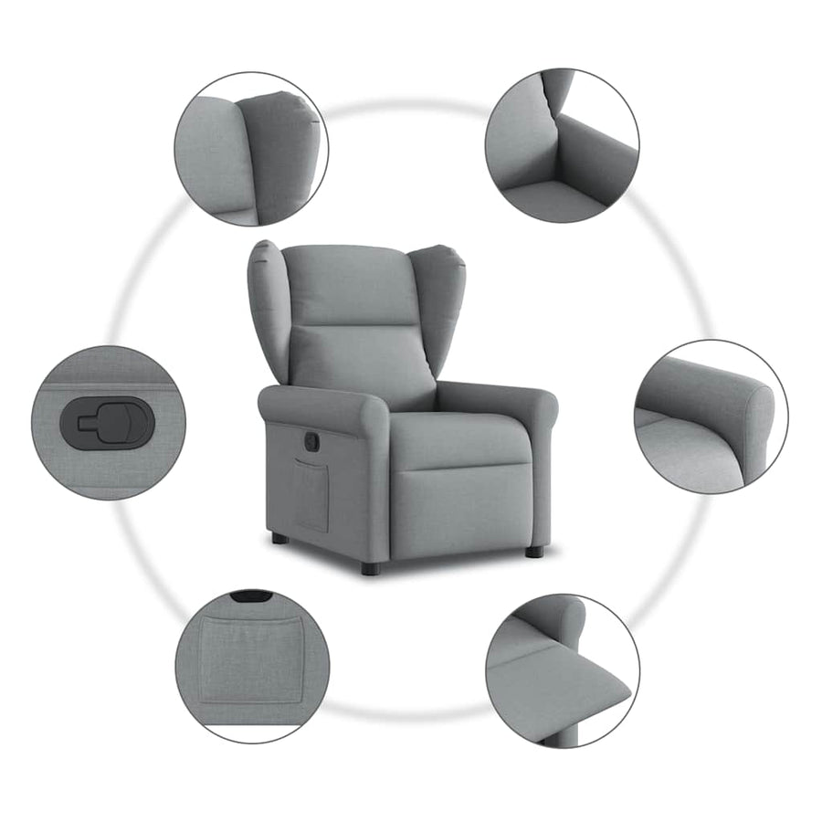 Fauteuil verstelbaar stof lichtgrijs