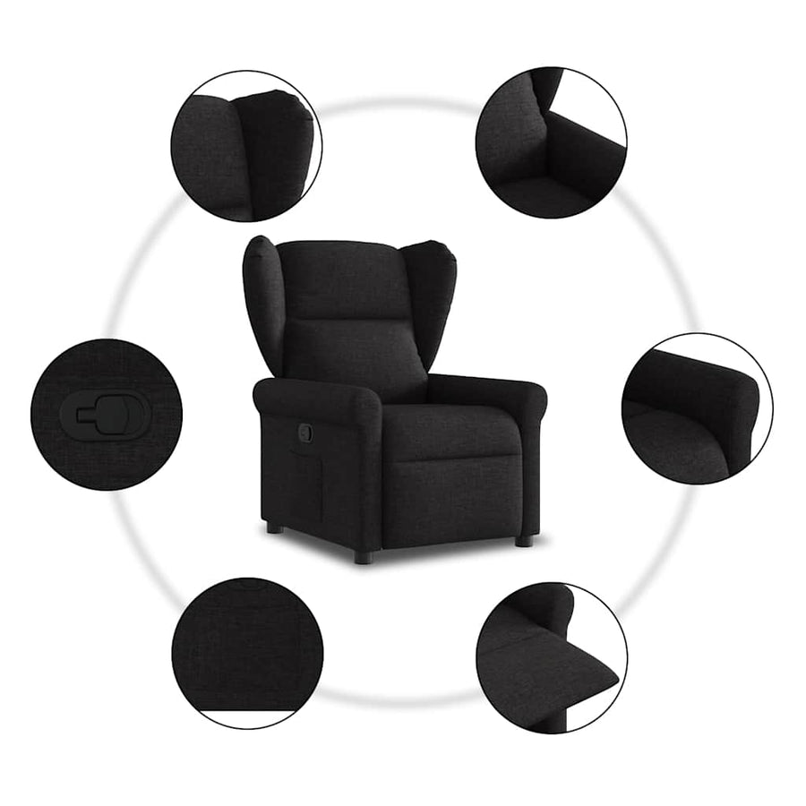 Fauteuil verstelbaar stof zwart
