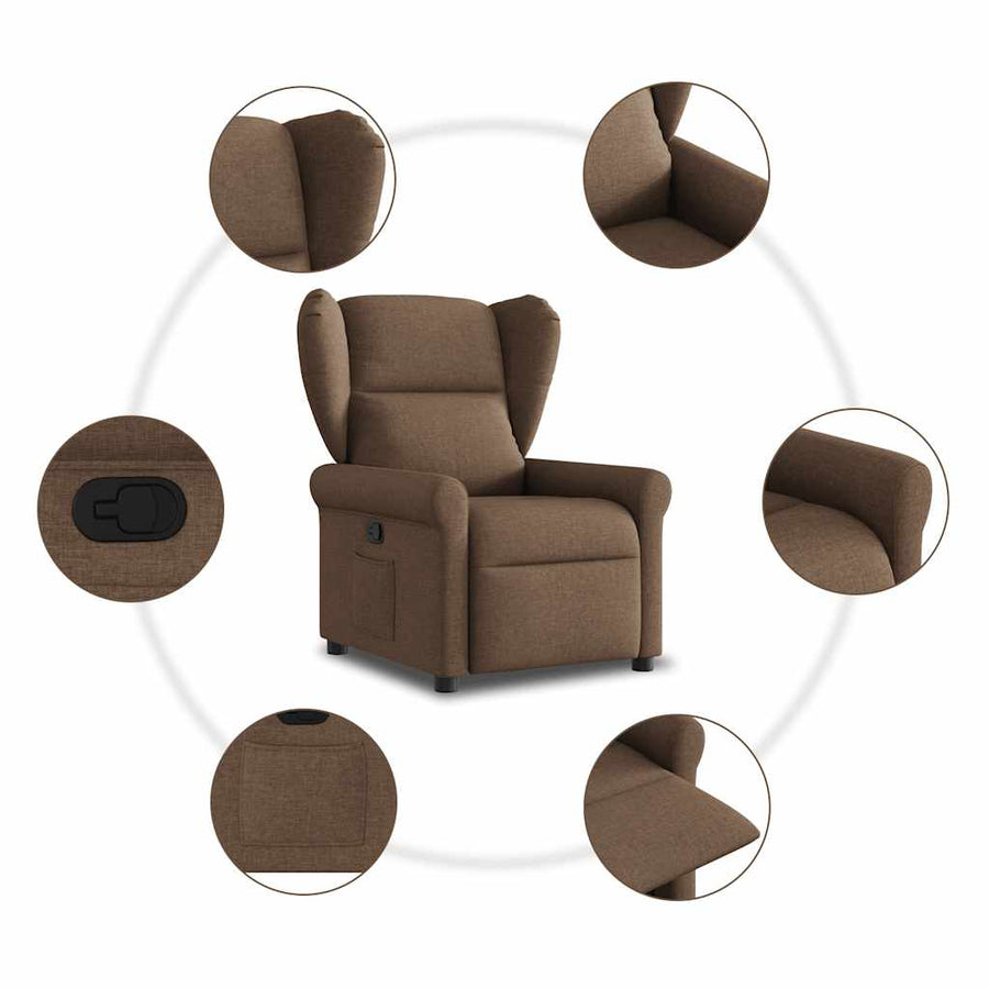 Fauteuil verstelbaar stof bruin