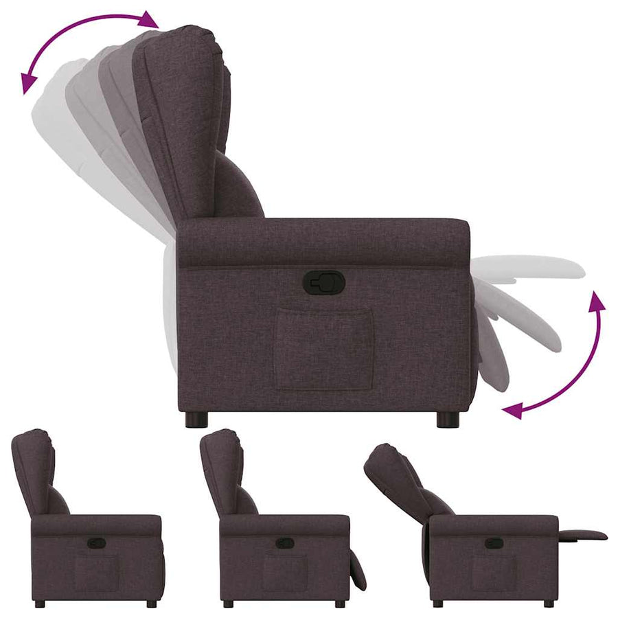 Fauteuil verstelbaar stof donkerbruin