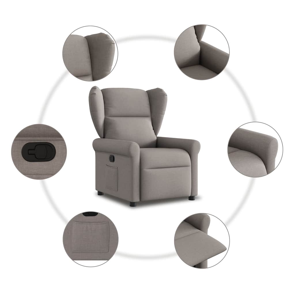 Fauteuil verstelbaar stof taupe