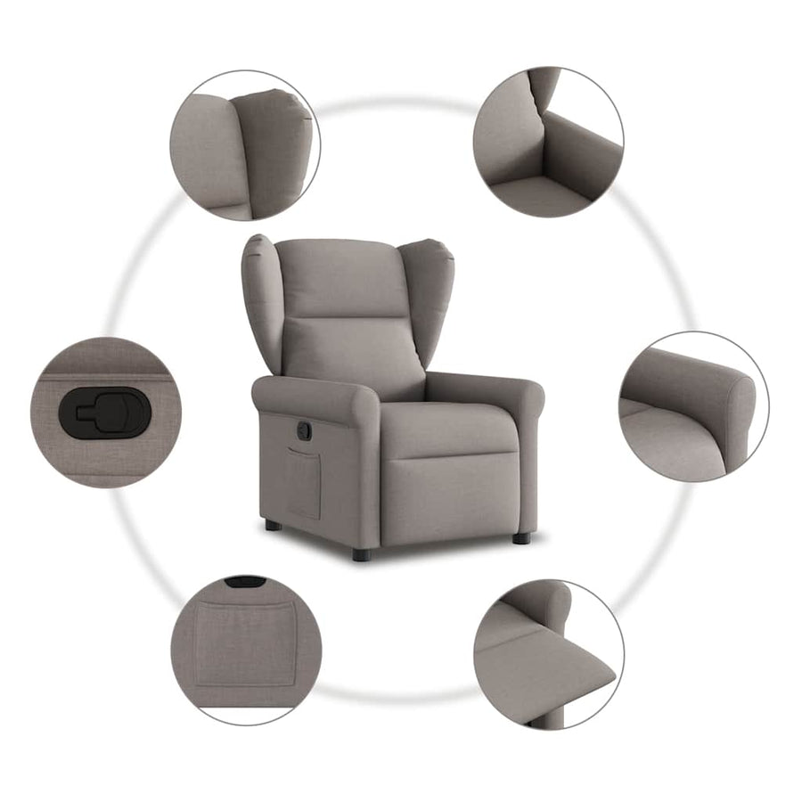 Fauteuil verstelbaar stof taupe