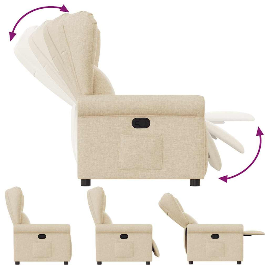 Fauteuil verstelbaar stof crèmekleurig