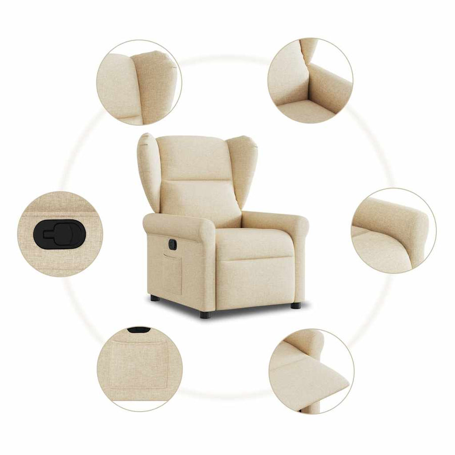 Fauteuil verstelbaar stof crèmekleurig