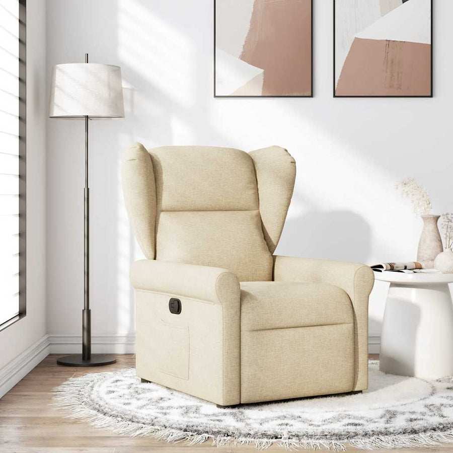 Fauteuil verstelbaar stof crèmekleurig