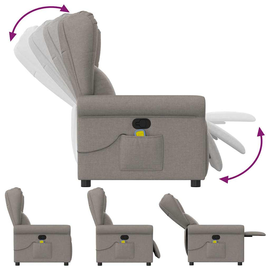 Massagestoel verstelbaar stof taupe