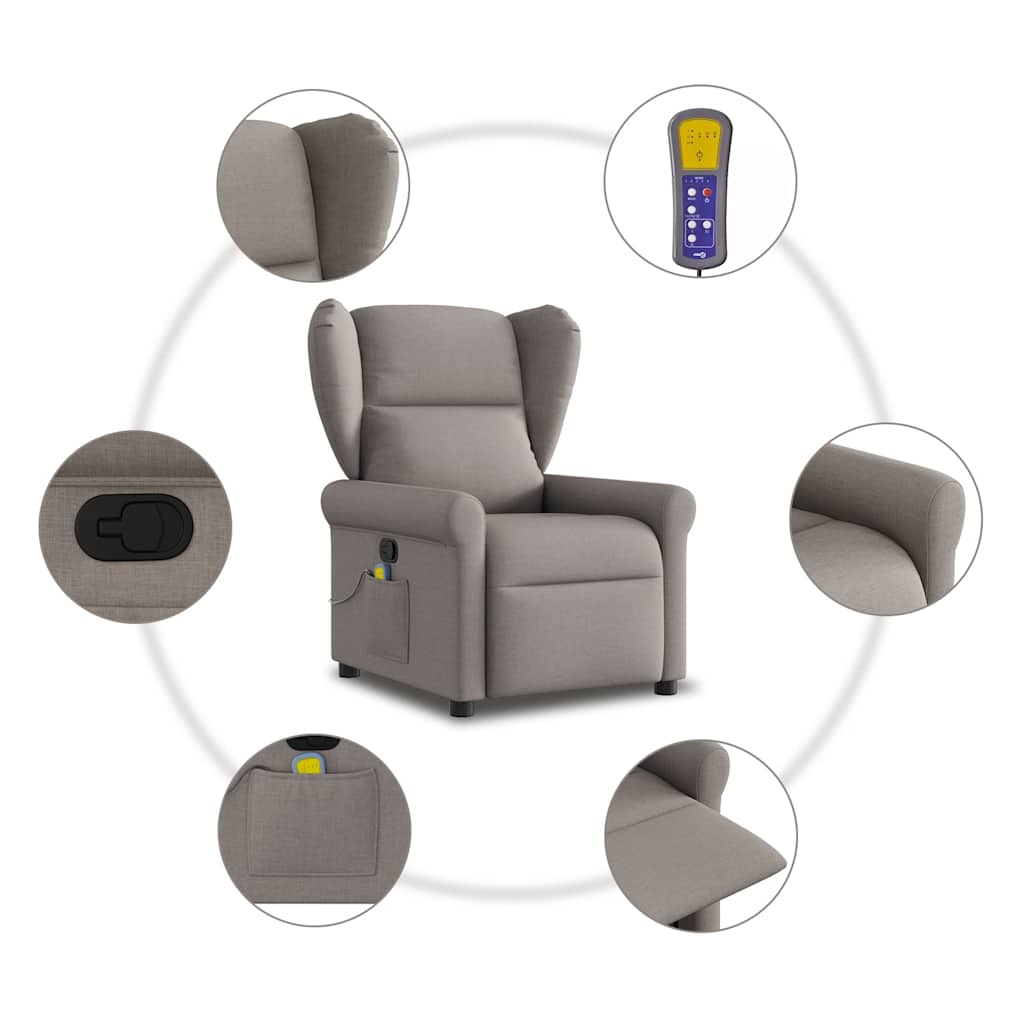 Massagestoel verstelbaar stof taupe