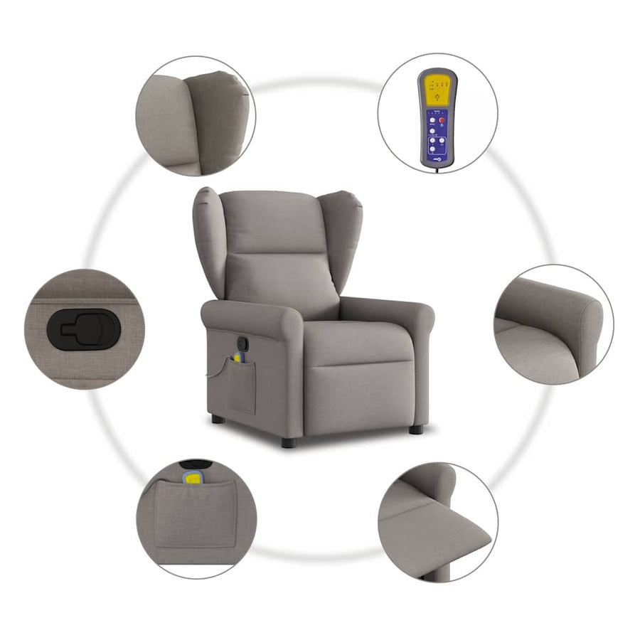 Massagestoel verstelbaar stof taupe