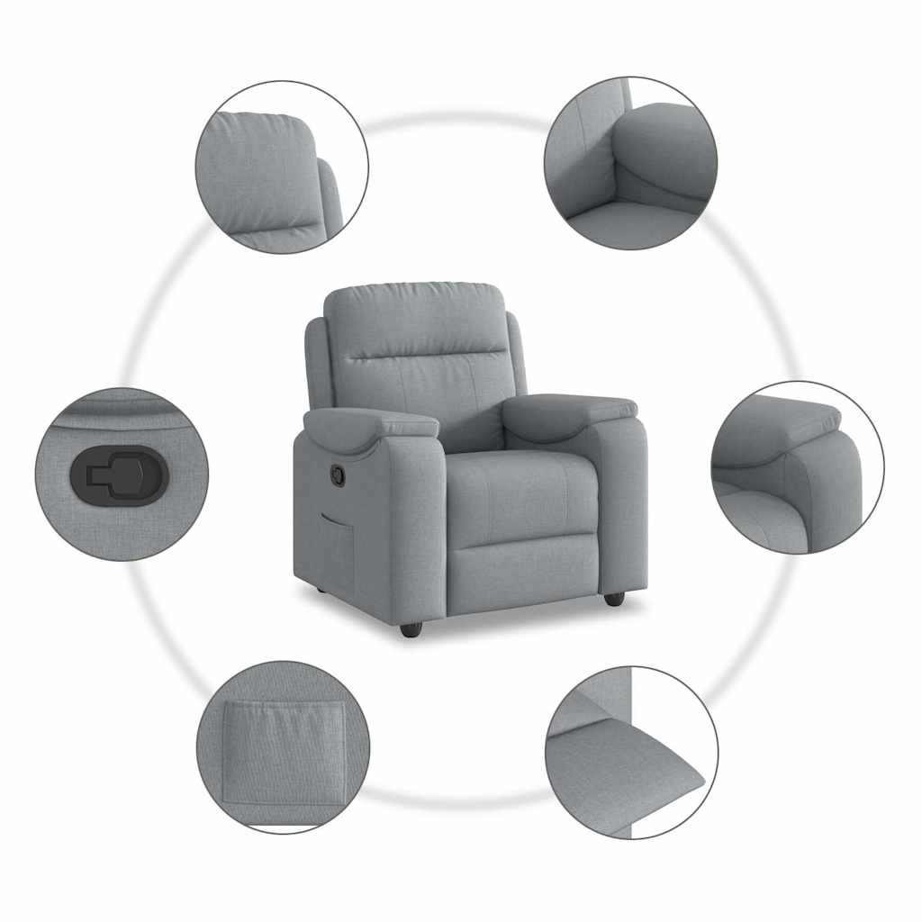 Fauteuil verstelbaar stof lichtgrijs
