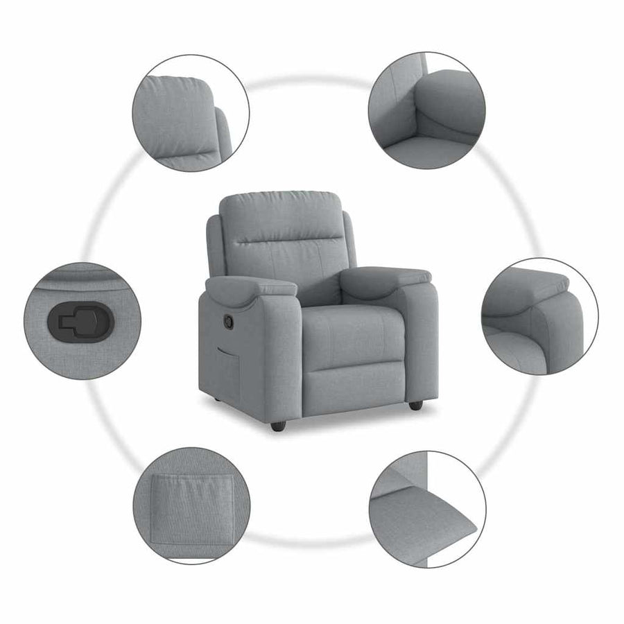 Fauteuil verstelbaar stof lichtgrijs
