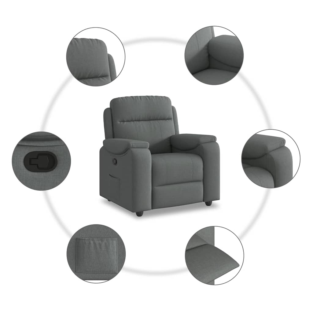 Fauteuil verstelbaar stof donkergrijs