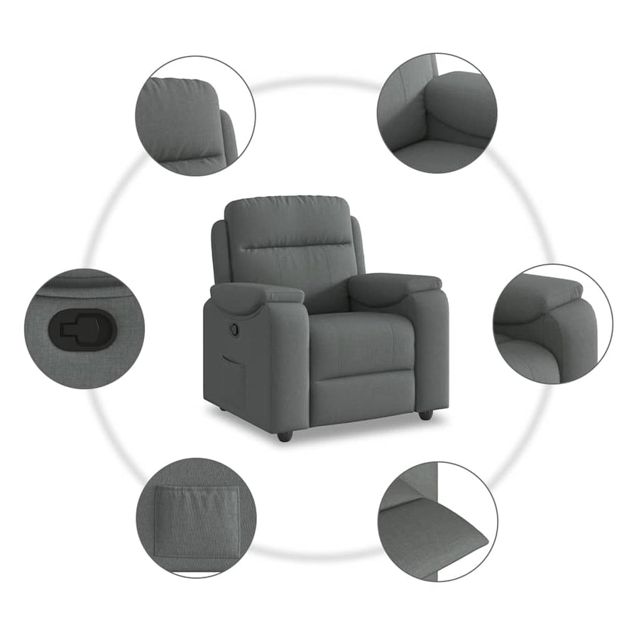 Fauteuil verstelbaar stof donkergrijs