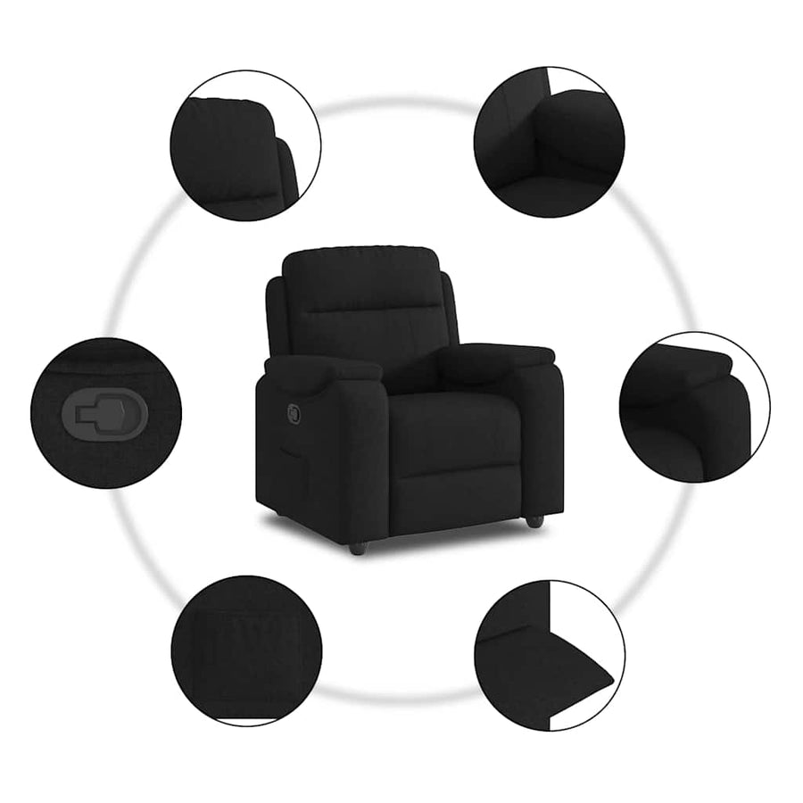Fauteuil verstelbaar stof zwart