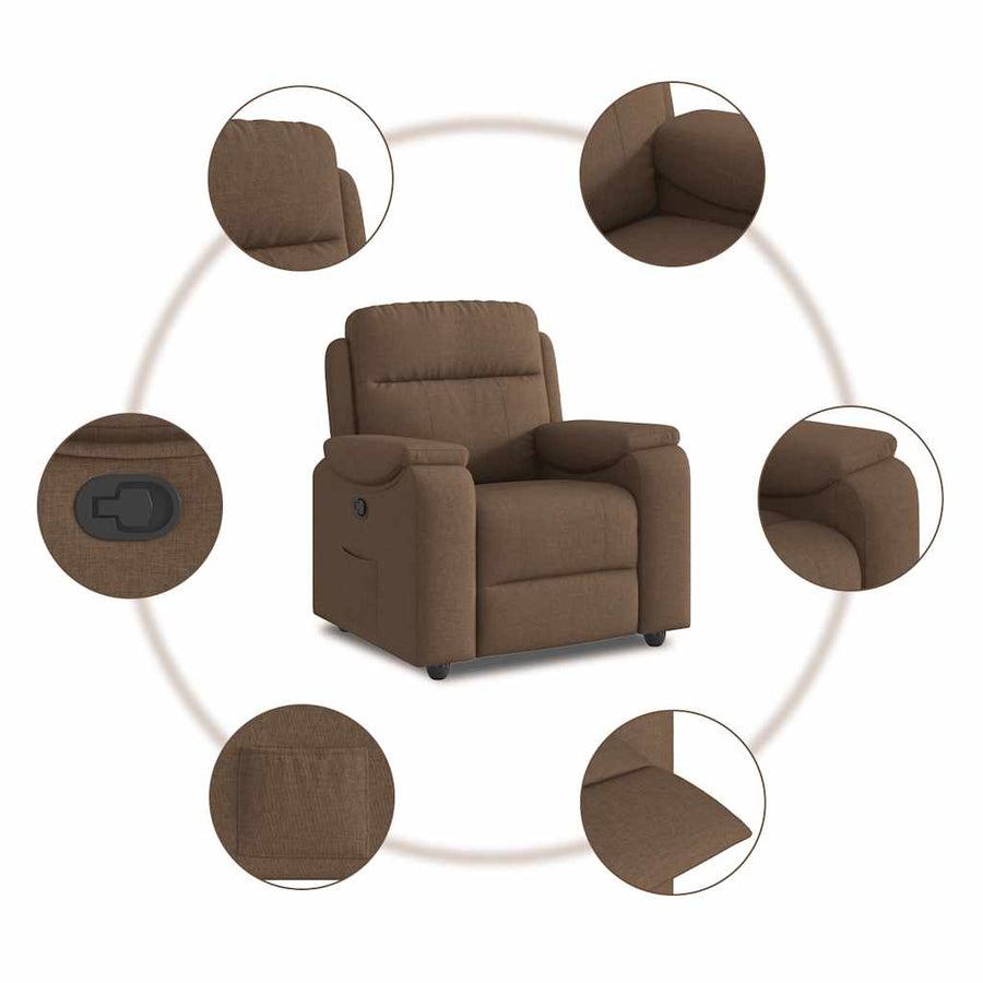 Fauteuil verstelbaar stof bruin