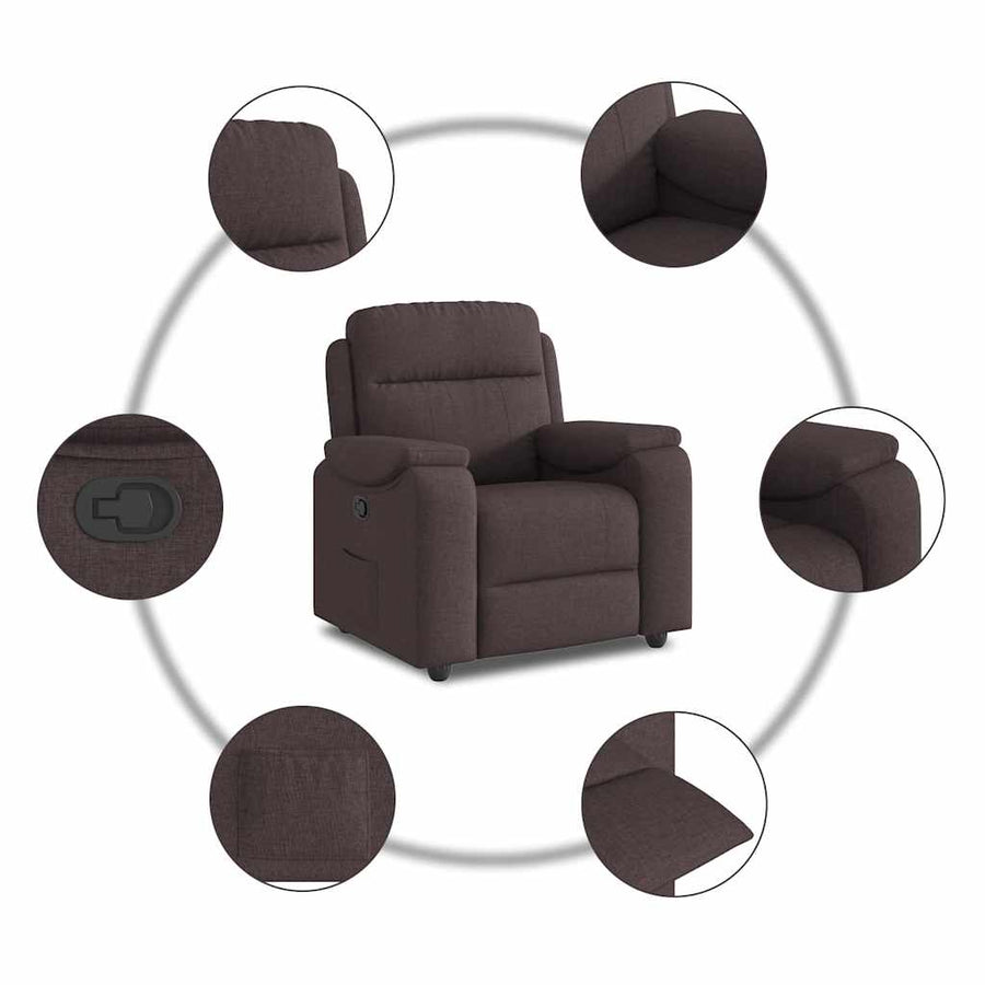 Fauteuil verstelbaar stof donkerbruin
