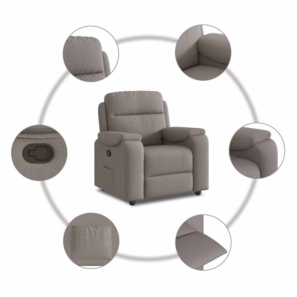 Fauteuil verstelbaar stof taupe