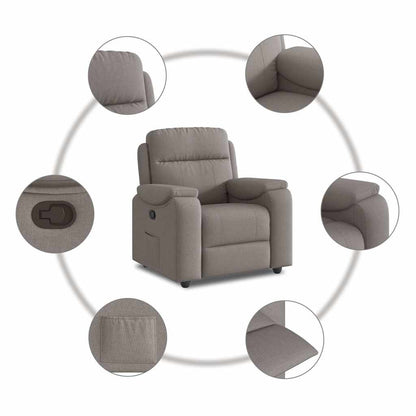 Fauteuil verstelbaar stof taupe
