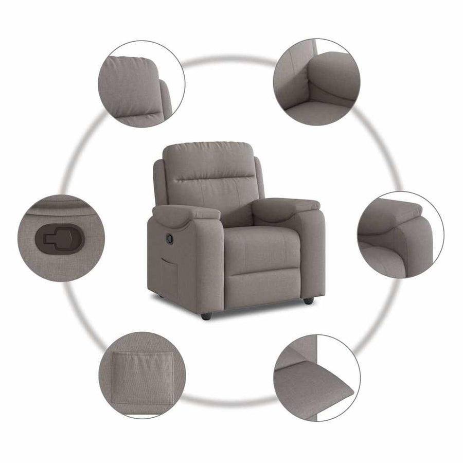 Fauteuil verstelbaar stof taupe