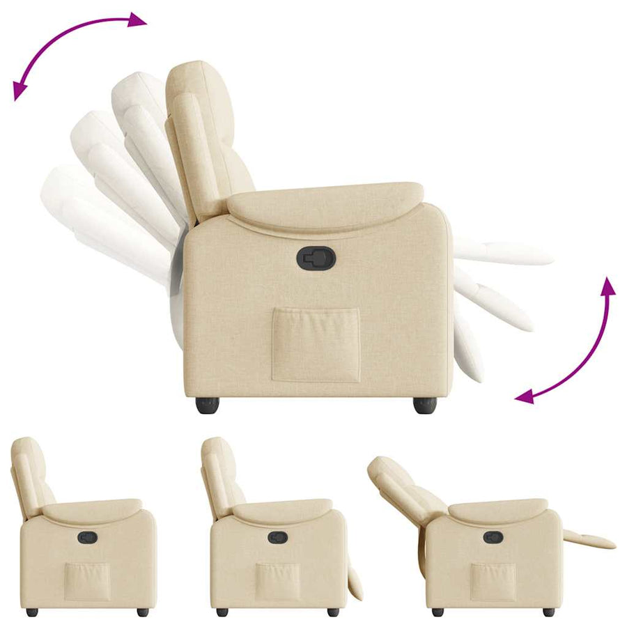 Fauteuil verstelbaar stof crèmekleurig