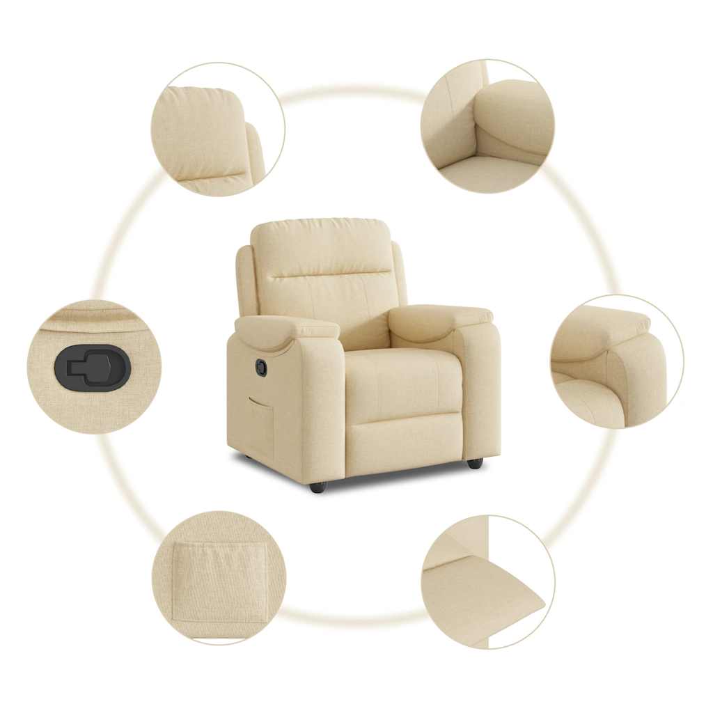 Fauteuil verstelbaar stof crèmekleurig
