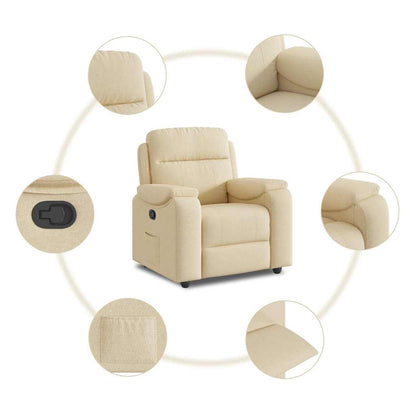Fauteuil verstelbaar stof crèmekleurig