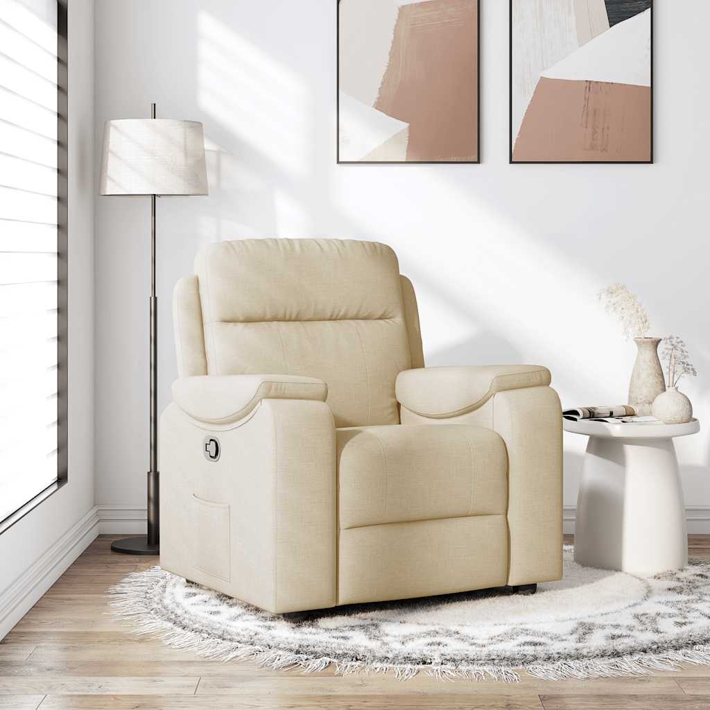 Fauteuil verstelbaar stof crèmekleurig