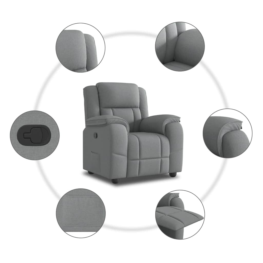 Fauteuil verstelbaar stof lichtgrijs