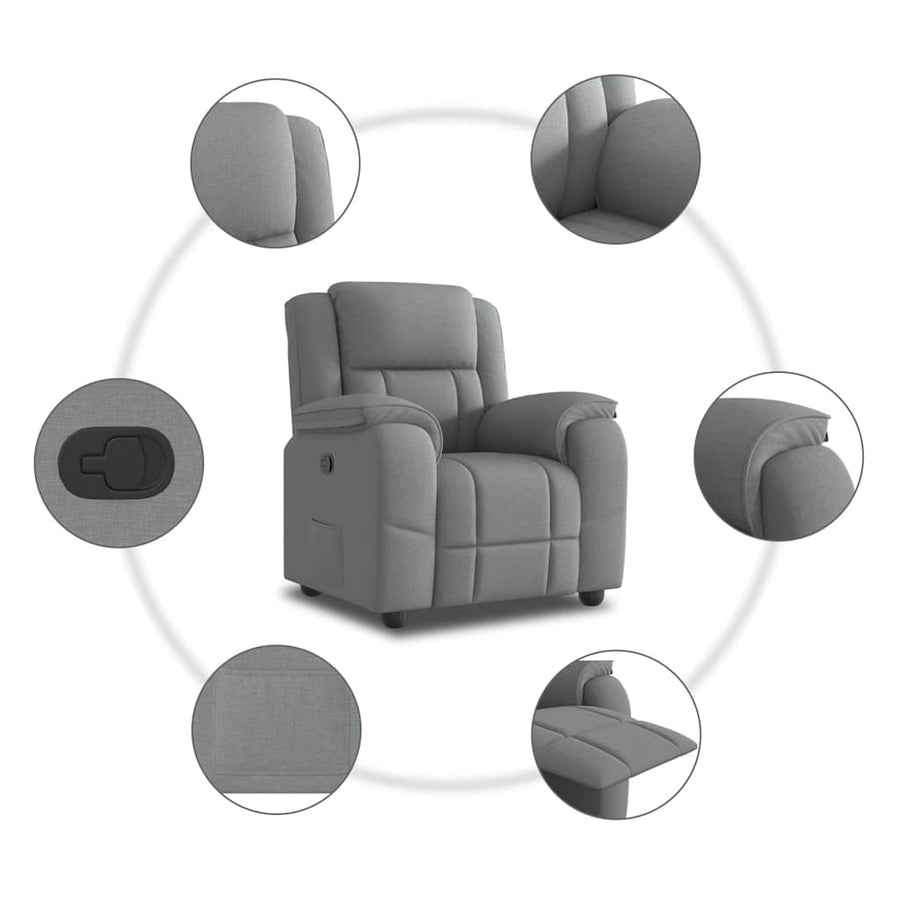 Fauteuil verstelbaar stof lichtgrijs
