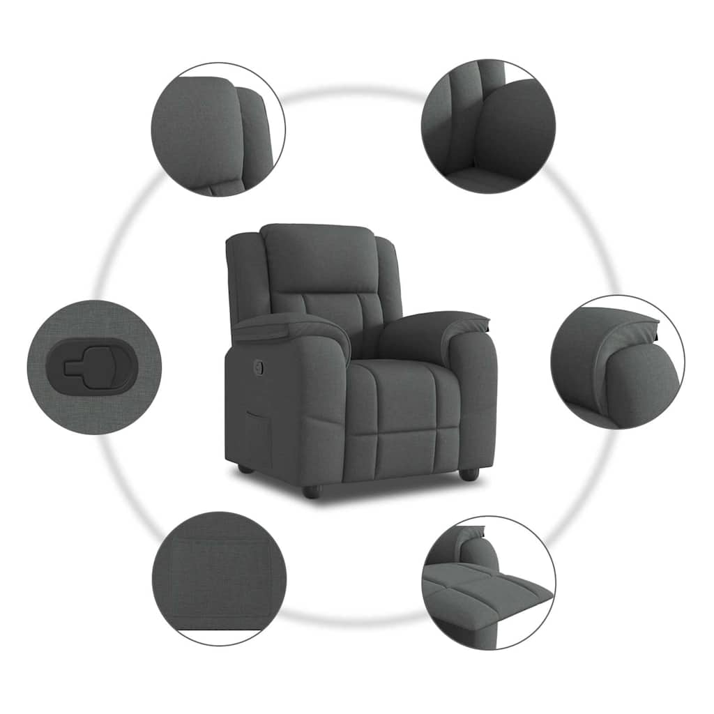 Fauteuil verstelbaar stof donkergrijs