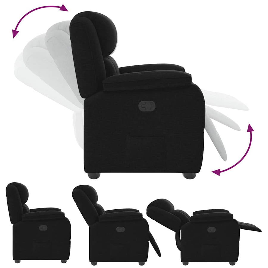 Fauteuil verstelbaar stof zwart
