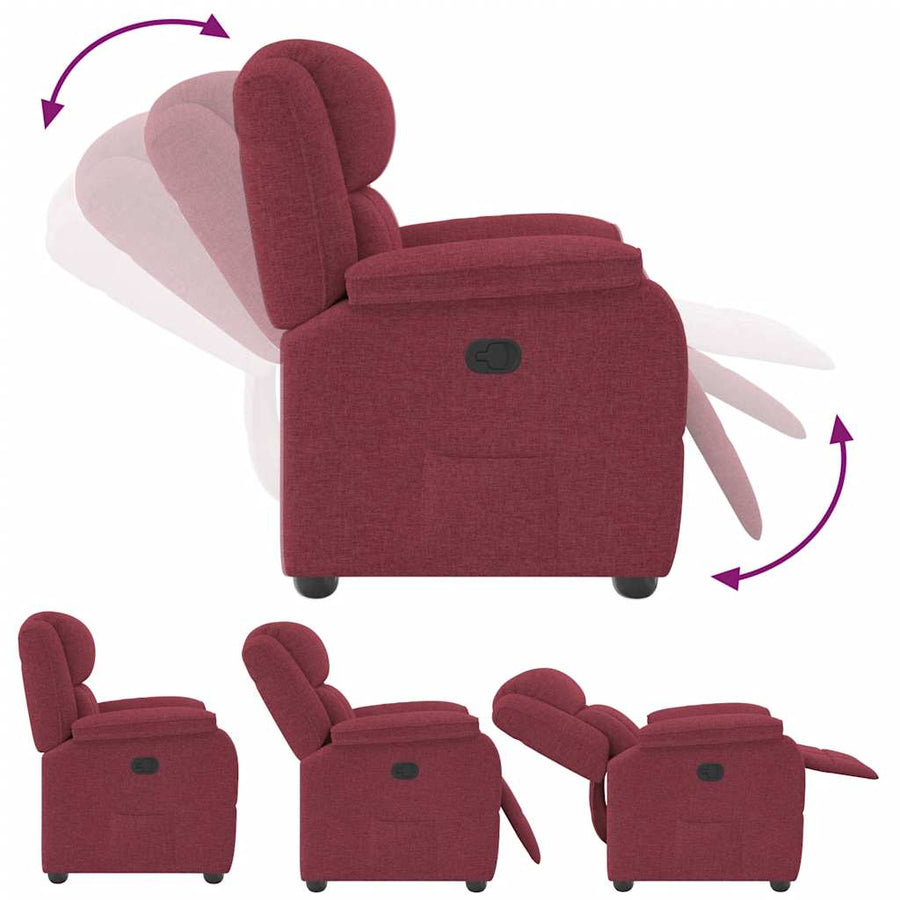 Fauteuil verstelbaar stof wijnrood