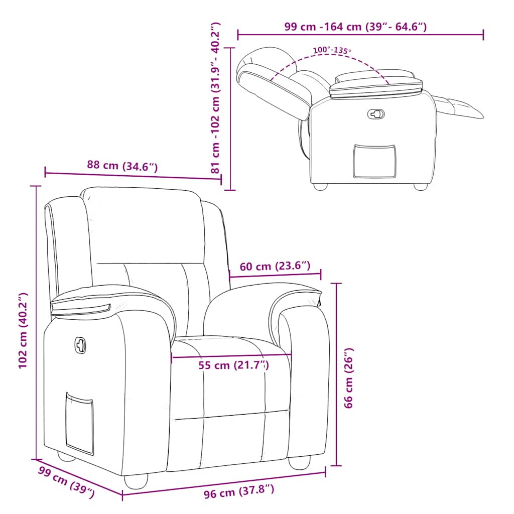 Fauteuil Verstelbaar Stof Donkerbruin 1 Nee