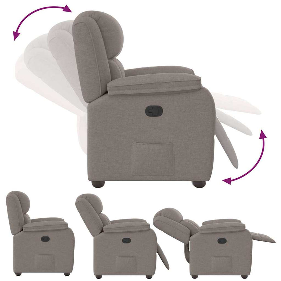 Fauteuil verstelbaar stof taupe