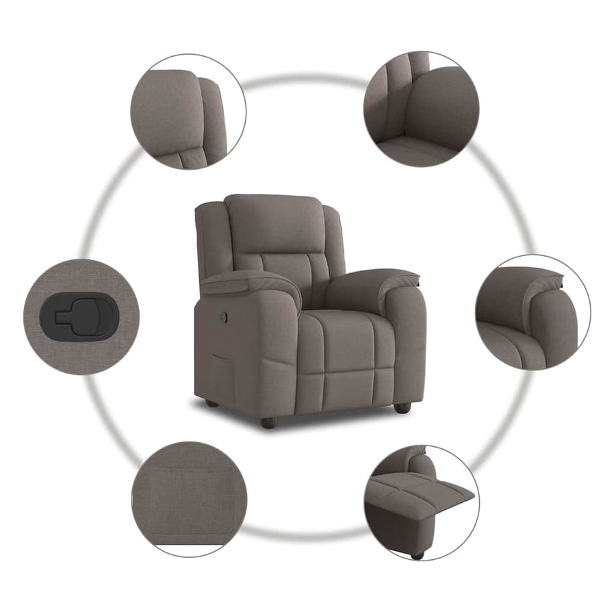 Fauteuil verstelbaar stof taupe