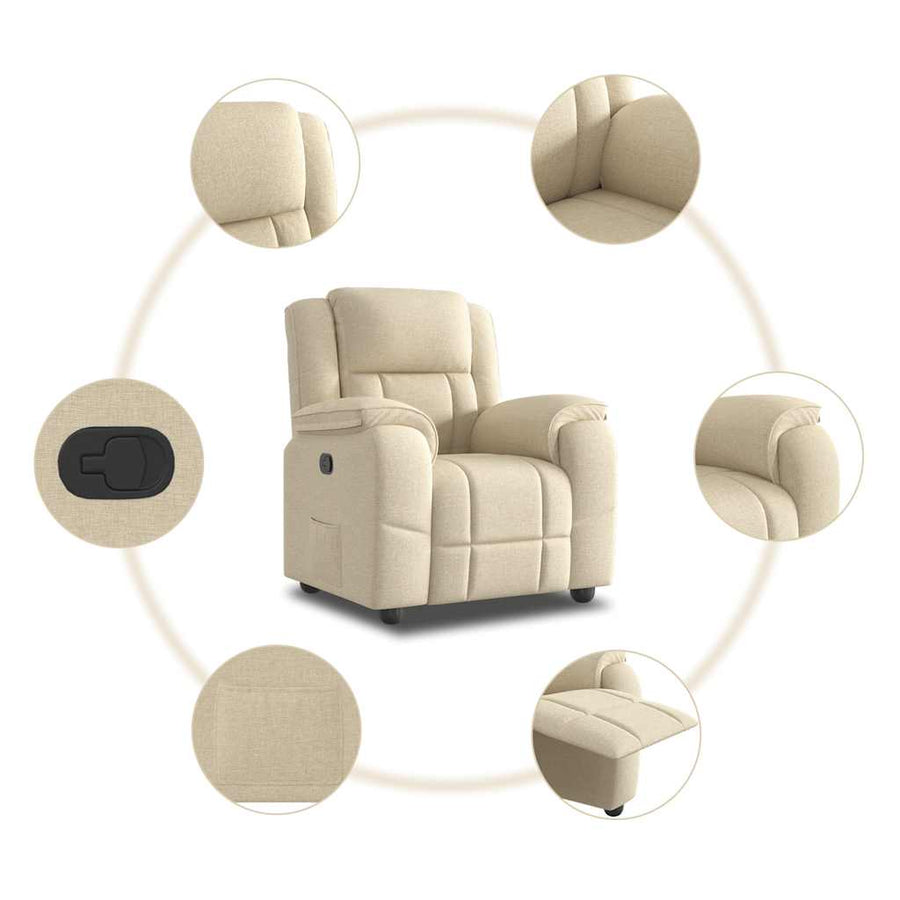 Fauteuil Verstelbaar Stof Kleurig Crème 1 Nee