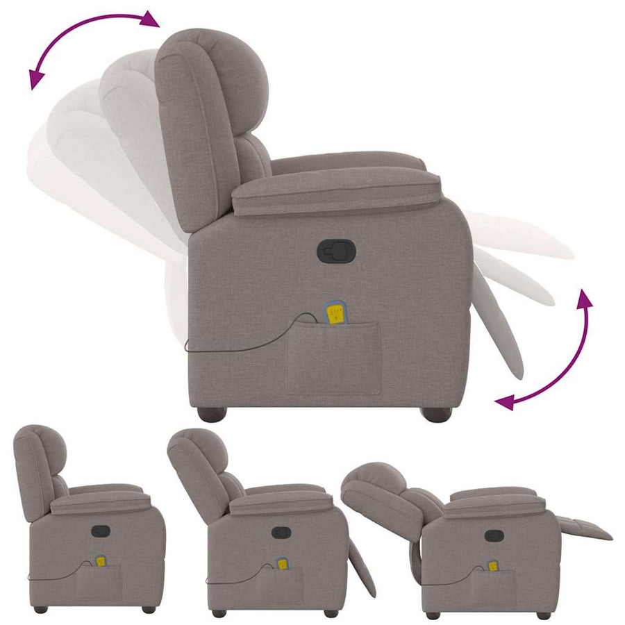 Massagestoel verstelbaar stof taupe