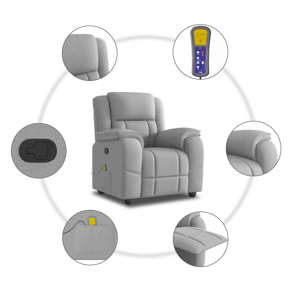 Massagestoel verstelbaar stof wolk grijs