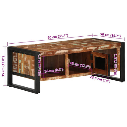 Salontafel 90x50x36 cm massief gerecycled hout meerkleurig